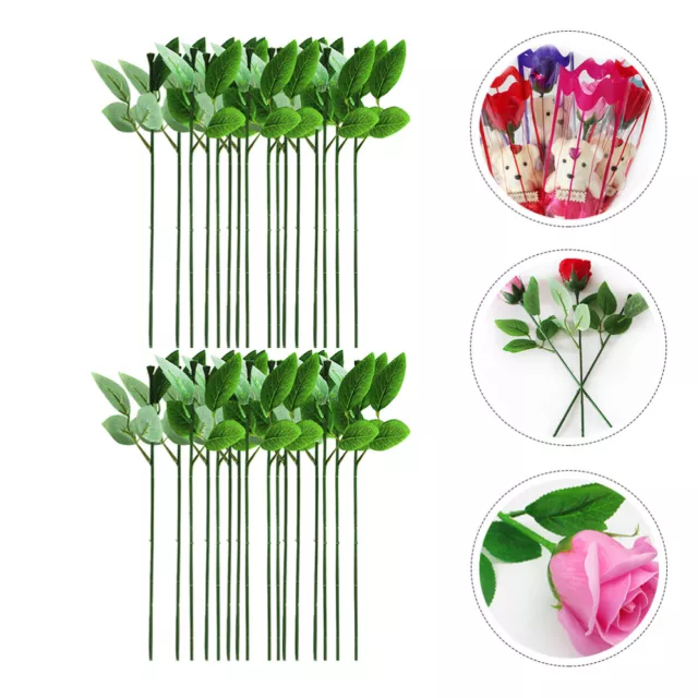 40 Pcs Rose Stem Fake Flower Stems Artificial Wreath DIY Wedding