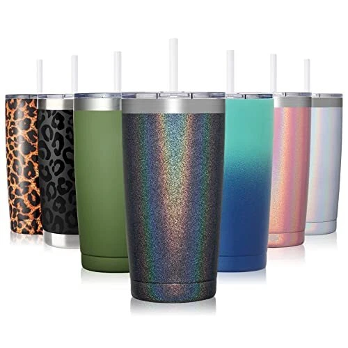 Insulated Travel Coffee Mug 20 Oz Stainless Steel Tumbler With Lid And Straw Dou