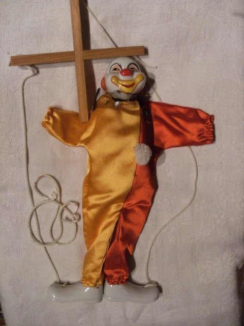 Marionnette à Fils Clown En Bois - 24,5 Cm, Jouet Narration, Jeu De Rôle Familial, éducatif