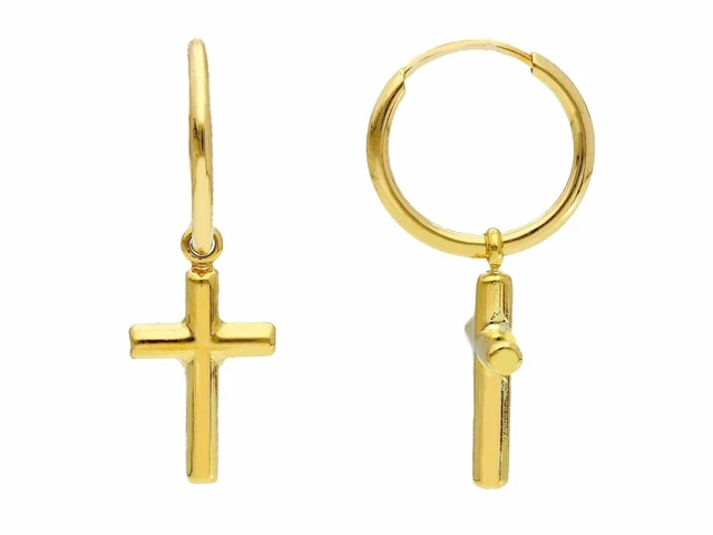 Boucles D’oreilles Or Jaune 18K – Pendentif Marguerite 6 Mm, Fermoir, Neuf Avec étiquettes