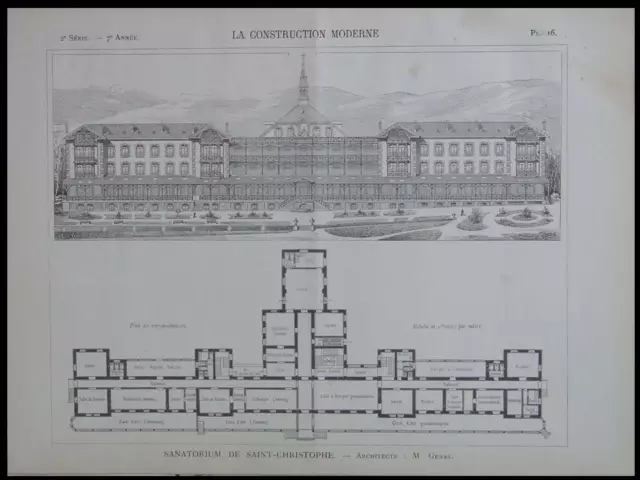 Lay Saint Christophe, Sanatorium - 2 Boards Architecture - 1901 - Genay