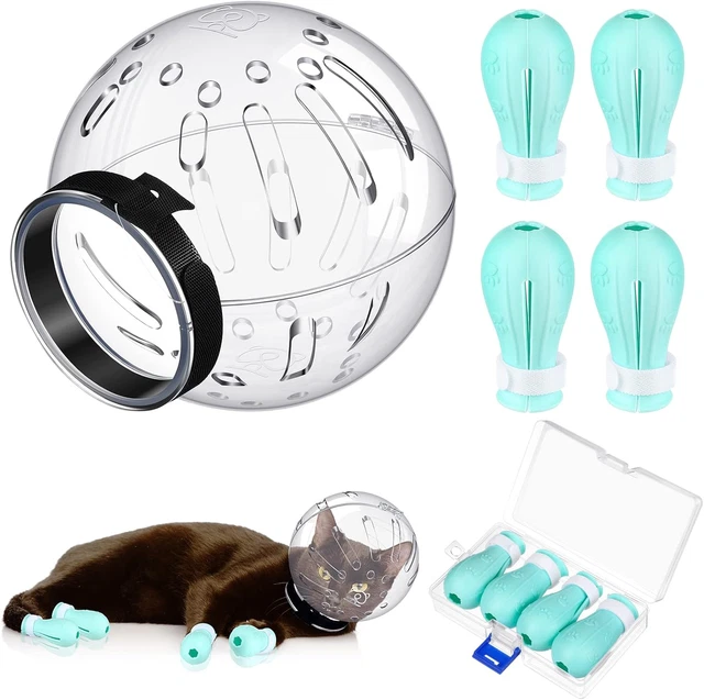 Cat Muzzle for Grooming Cat Adjustable Hood with Cat Paw Covers, Kitten Breathab