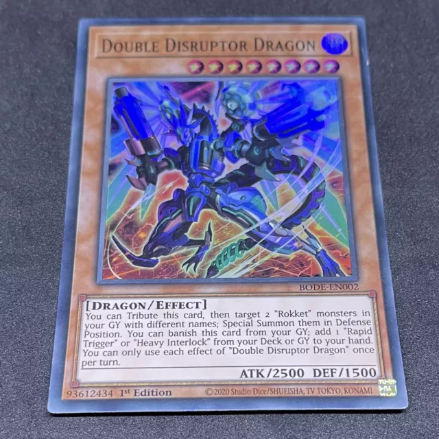 Lotto Carta Yu Gi Oh DOUBLE DISRUPTOR DRAGON BODE-EN002 1 Edition ENG