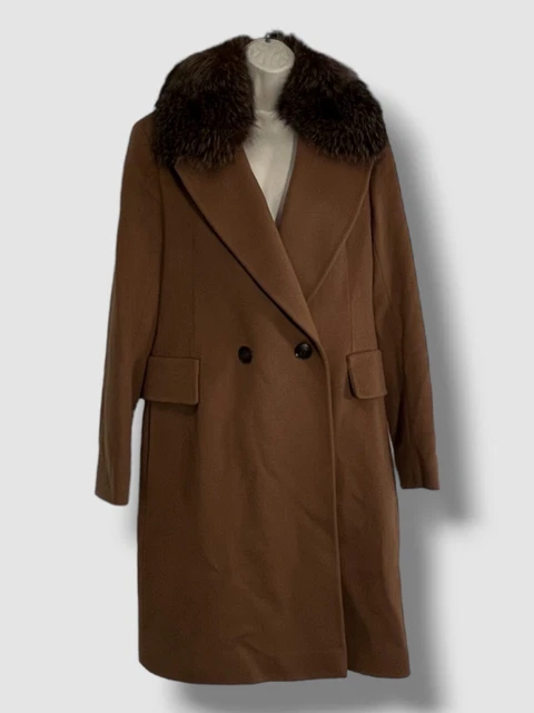 $1695 Fleurette Women's Brown Merritt Fur Collar Coat Jacket Size 16 $1695 Fleurette Women's Brown Merritt Fur Collar Coat Jacket Size 16