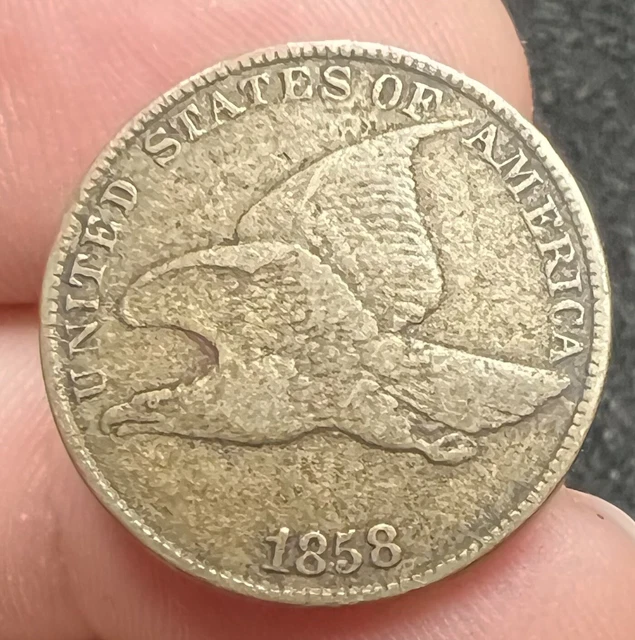 1858 LL Large Letters FLYING EAGLE CENT GRADES VG+ AH-3