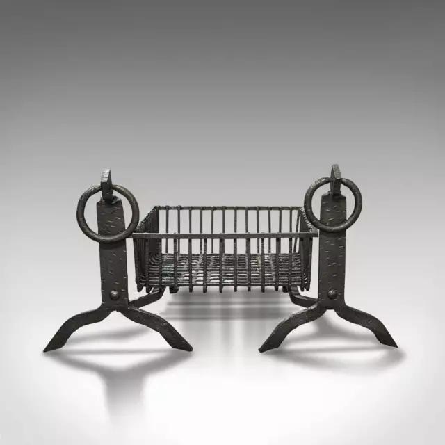 Antique Fireplace Set, English, Cast Iron, Fire Basket, Andirons, Victorian 2