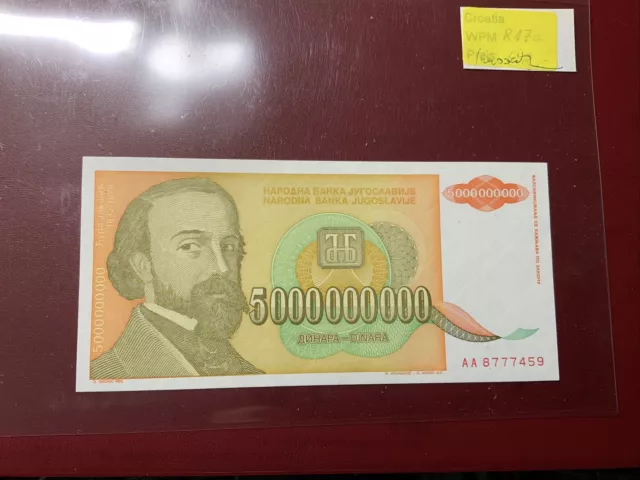 Jugoslawien 5 Billion Dinara Banknote 1993 kassenfrisch