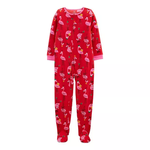 Carters One-Piece Christmas Flamingo Footed Sleeper Pajamas 8 - 10 - 12 - 14 NWT