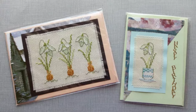Snowdrop Completed Cross Stitch Cards