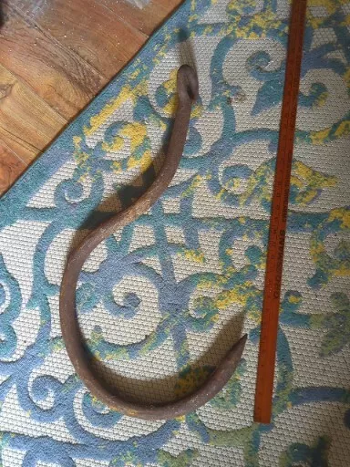 Early Primitive Hand Forged Wrought Iron Large Game Meat Hook MASSIVE 29"X16"
