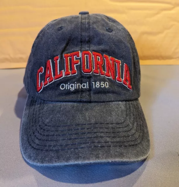 Robin Ruth, Red Embroidered on Gray Original 1850 CALIFORNIA Strapback Denim Cap