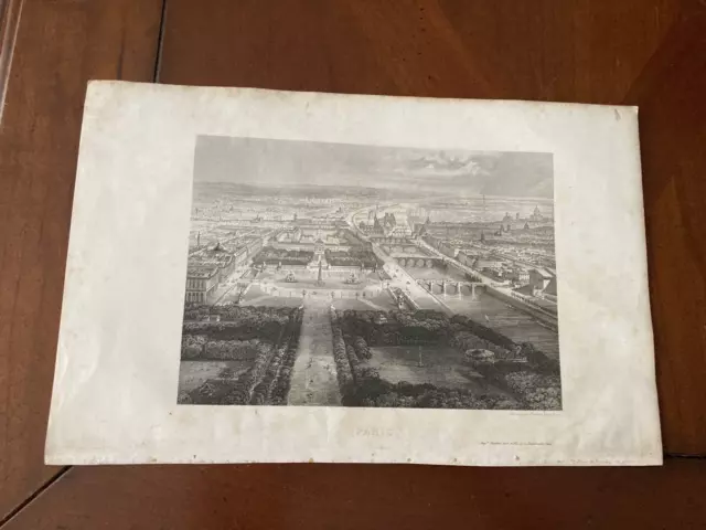 Gravure Rouargue Freres 1858  PARIS VUE LOUVRE LES PONT  TUILERIES NOTRE DAME