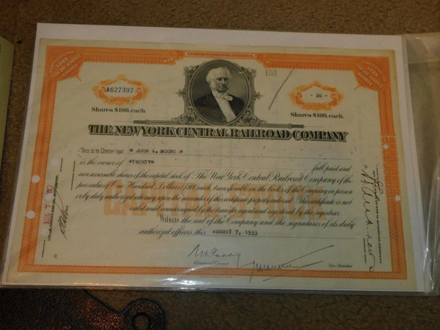 The New York Railroad Co., 1933, Stock Certificate