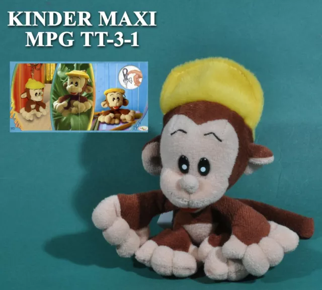 Kinder Maxi 2008, Italie, MPG TT-3-1 peluche singe porte-clefs + BPZ