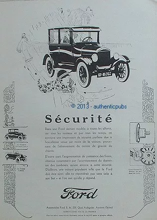 Publicite Automobile Ford Conduite Interieure Torpedo Securite De 1926 French Ad