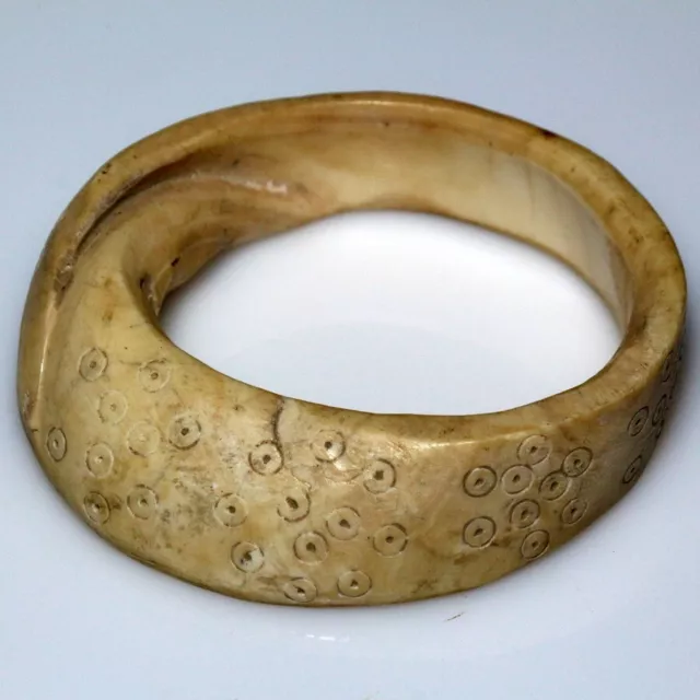 Scarce-Ancient Byzantine Natural See Shell Decorated Bangle Bracelet-Ca-500-1400