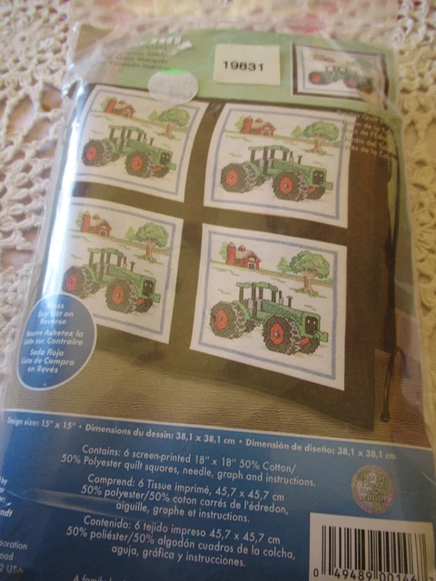 Kit de edredón de regazo para tractor bloques de edredón estampados Janlynn kit de punto de cruz
