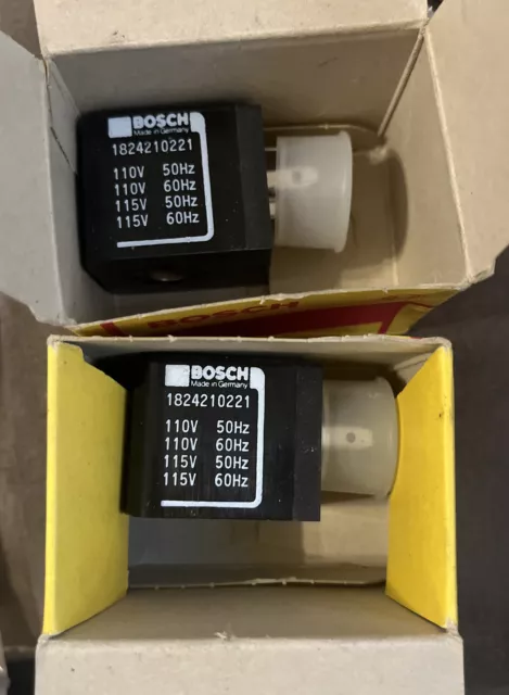 2- BOSCH 1824210221 SOLENOID COIL 110/115 VAC 50/60Hz (Lot of 2)