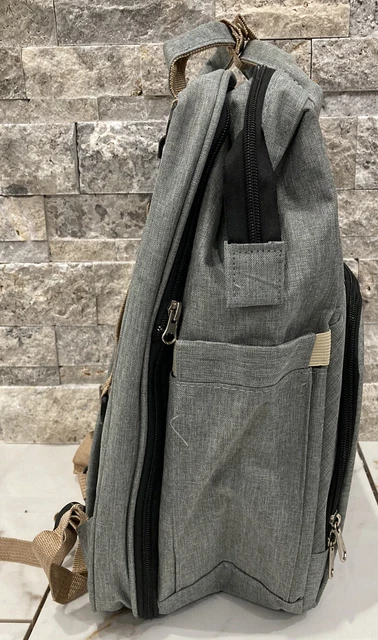 3 in 1 GRAY Diaper Bag Backpack, Baby Portable Crib, Bassinet Bed Changing Mat N 8