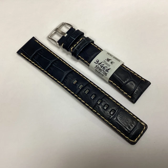 Bracelet De Montre ZRC En Cuir Veau - Largeur 24mm - Marron Grain Alligator - Neuf