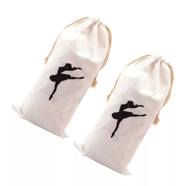 2 Pcs Dance Bag Canvas Storage Bag Pointe Shoes Bag Ballet Shoe Bag Girls