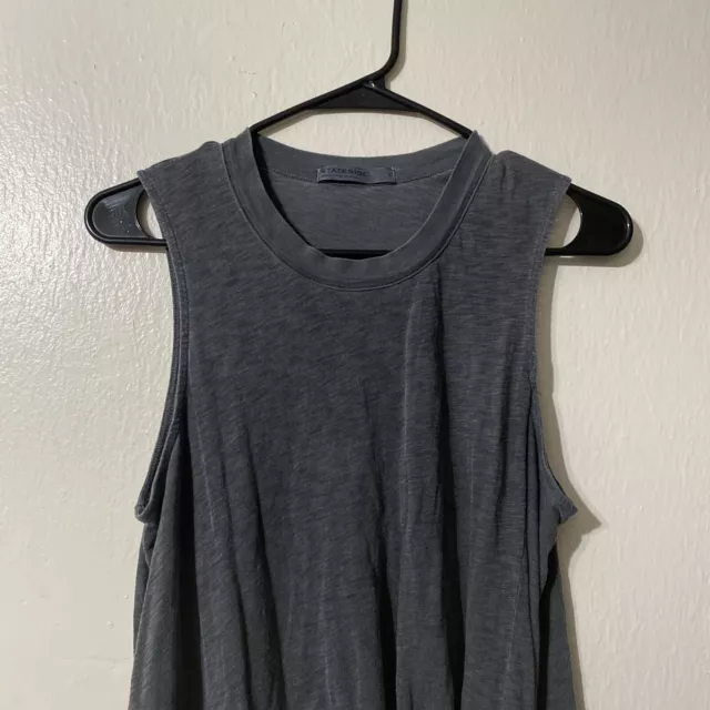 Stateside Front Twist Hem Tank Top Womens Small Gray Minimalist Supima Cotton 2