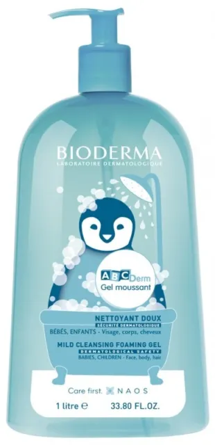 Bioderma ABCDerm Gel MOUSSANT /Foaming Cleansing  Gel 1L LARGE FREE POST