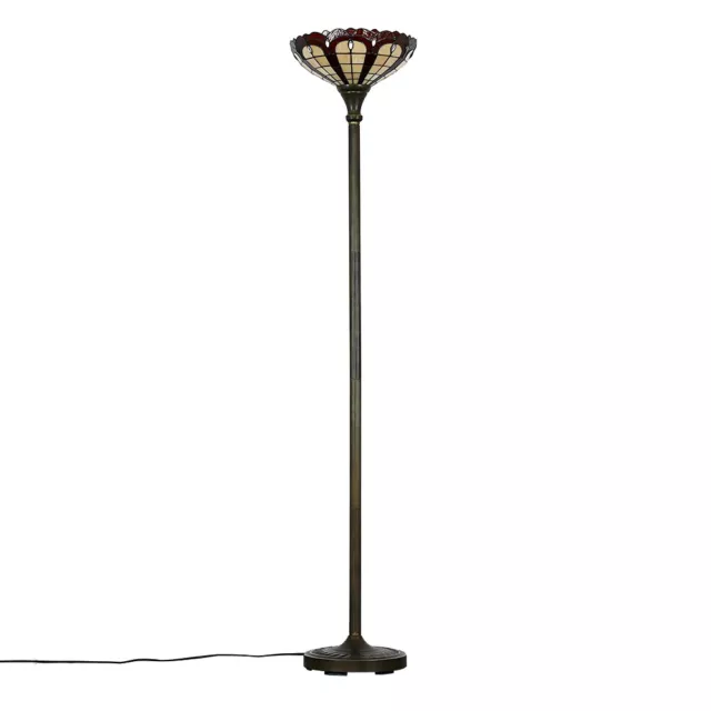 Traditional Tiffany Floor Lamp Uplighter Standard Light Antique Brass Jewel