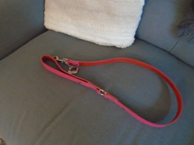 Cosima Pole Designer Hot Pink Leather Dog Lead with Silver Star Rivets