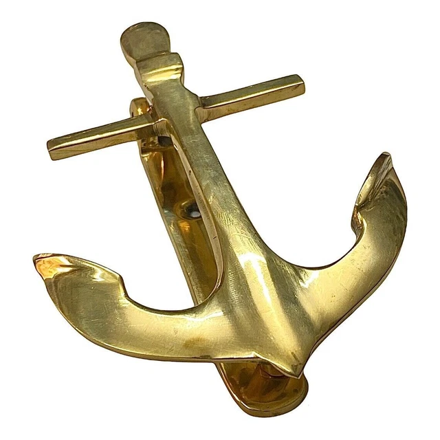 Aldaba de puerta de ancla de barco de latón náutico, aspecto antiguo de...