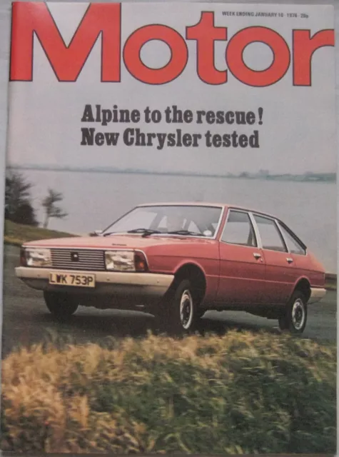 Motor magazine 10 January 1976 featuring Chrysler Alpine road test, Triumph TR7