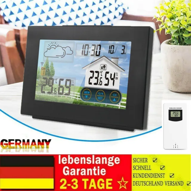 Wetterstation Funk Mit Innen Aussensensor Digital Farbdisplay Thermometer Wecker