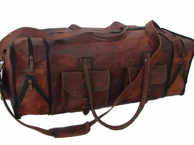 Sac de voyage en cuir polochon bagage Sport hommes grand véritable Vintage