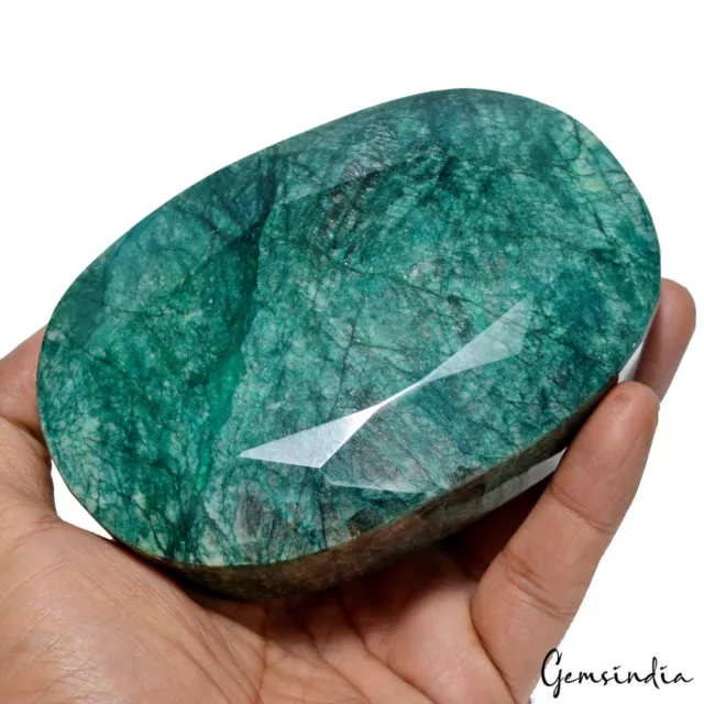 Certified 4320 Cts Natural Brazilian Green Emerald Oval Faceted Loose Huge Gem