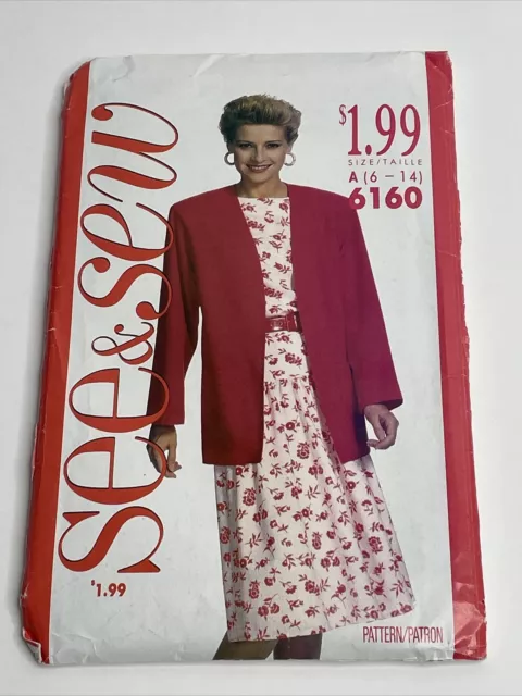 See & Sew Misses Jacket & Dress Size 6 - 14 Uncut Sewing Pattern 6160
