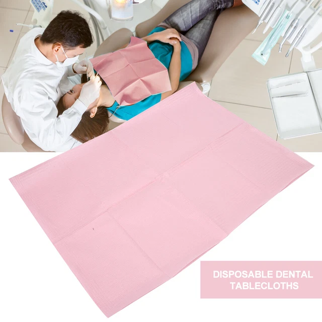 125pcs Disposable Dental Tablecloths Hygiene Mat Dental Disposable Tools (Pink )