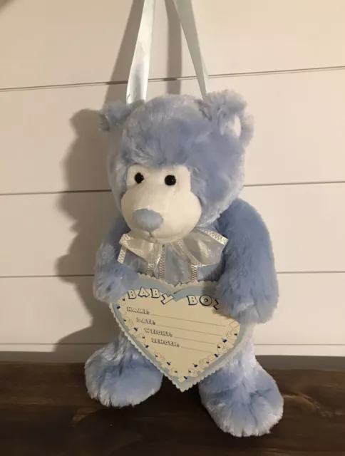 The Petting Zoo Baby Boy Announcement Plush Blue Teddy Bear New Birth Infant 2