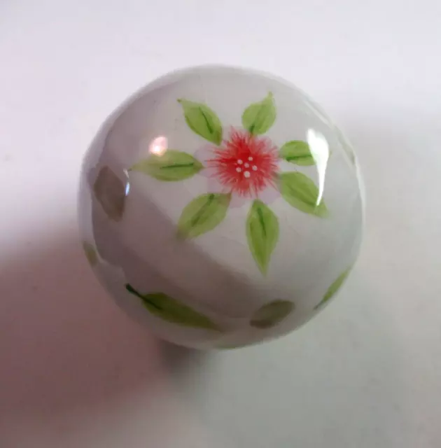 Colorful Floral on White Porcelain Drawer Pull Knob Cabinet / Closet Door 1-3/4"