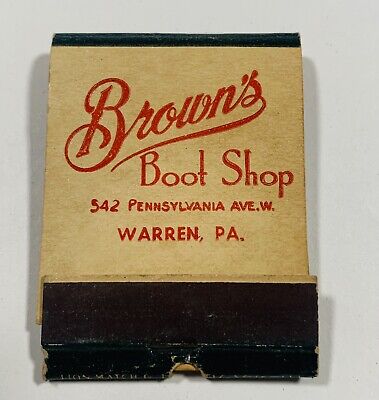 1950s Browns Boot Shop Warren PA. Bush Oxfords for Men Vintage Matchbook