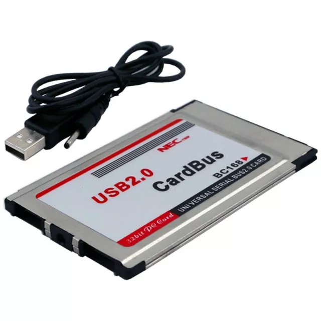 PCMCIA to USB 2.0 CardBus Dual 2 Port 480M Card Adapter for Laptop PC Computers