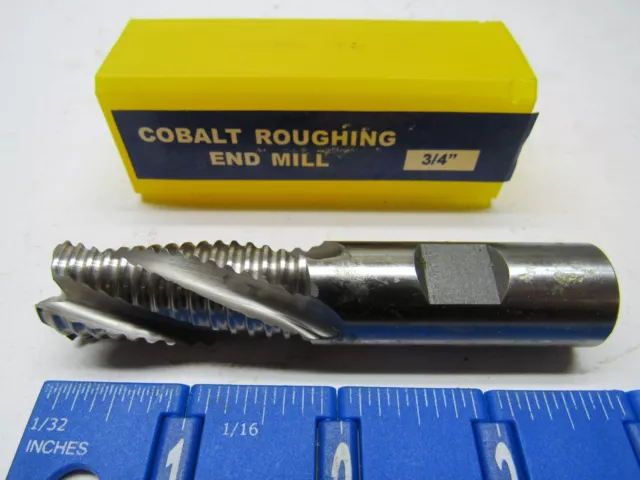 3/4" 4-Flute Center Cutting Single End M42 Cobalt Roughing End Mills (2)