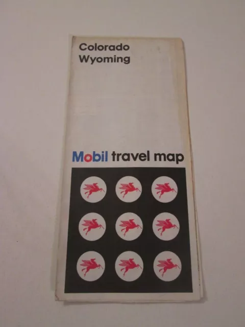 Vintage 1973 Mobil Colorado Wyoming Oil Gas Service Station Travel Road Map