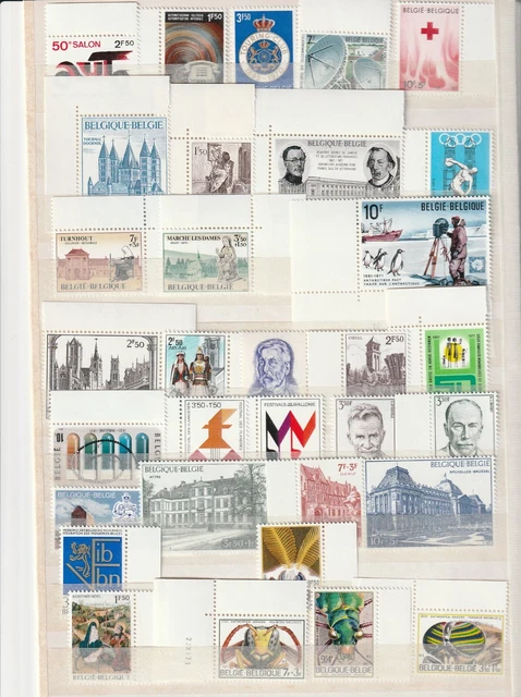 Belgien,   32 Marken aus 1971 postfrisch, u.a. mit Insekten, viele Zuschläge