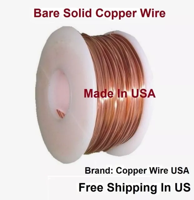 Copper Wire Bare Solid /Choose 10-12-14 Ga & length 25 Ft -50 Ft Coil