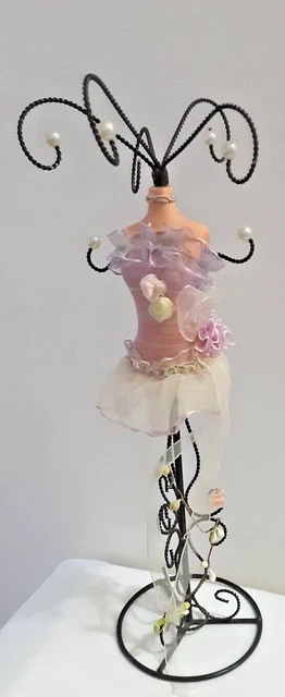 Jewellery Stand Display Mannequin Bust sequined Corset Beaded Ribbon 34cm Tall