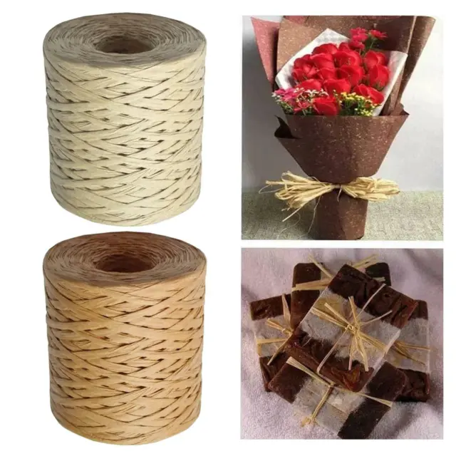 Natural Raffia Paper Ribbon Twine Strings 1Roll for DIY Craft Gift Box Packing