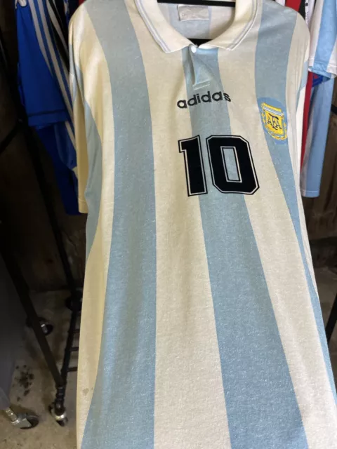 Camiseta de fútbol Adidas Argentina 1994 Maradona #10 T4 L/XL Copa Mundial 3