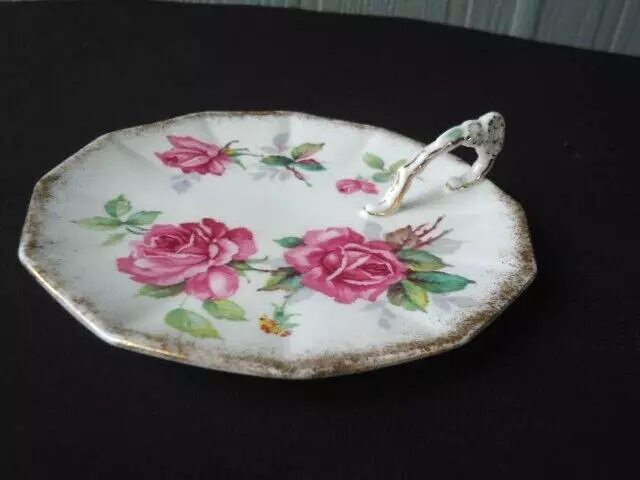 vintage royal stafford berkeley rose serving plate  with handle bone china