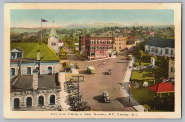 View Malaspina Hotel Classic Cars St Scene Nanaimo British Columbia BC Postcard