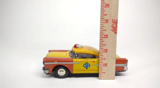 Vintage Tin Litho Friction New York YELLOW CAB - Made in Japan - Rare 3